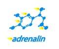 Molecular formula of adrenaline. Symbol. Vector Royalty Free Stock Photo